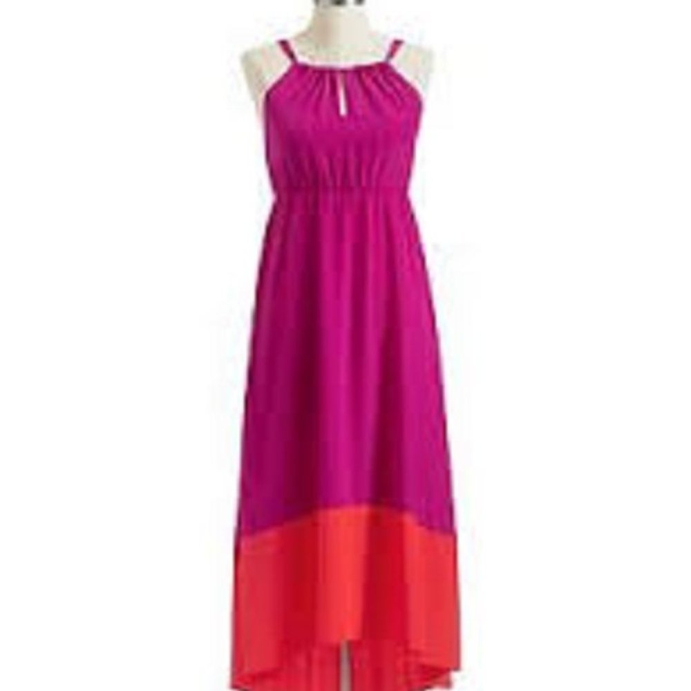 Old Navy pink and orange color block maxi dress XS